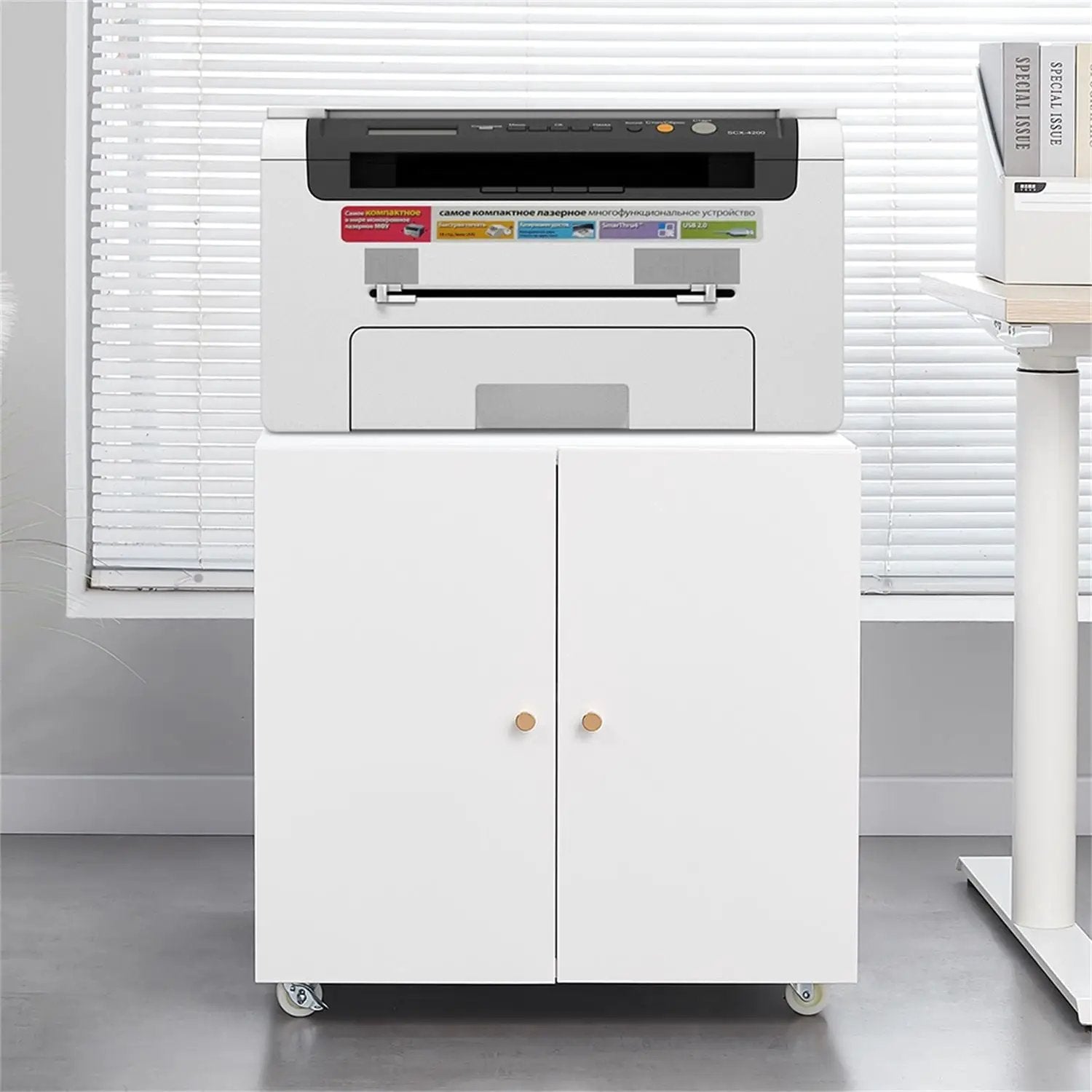 Office Furniture Copier Cabinet 2 Door Steel Copier Stand Mobile Pedestal File Printer Stand by HouseOfZazla