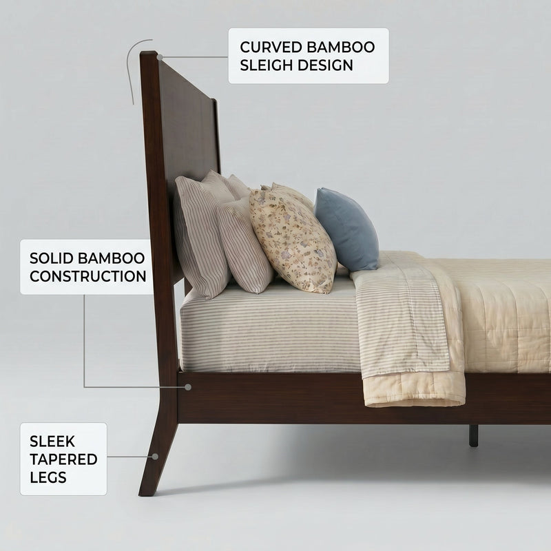 Mid-Century Modern Solid Bamboo Wood King Size Platform Bed by HouseOfZazla