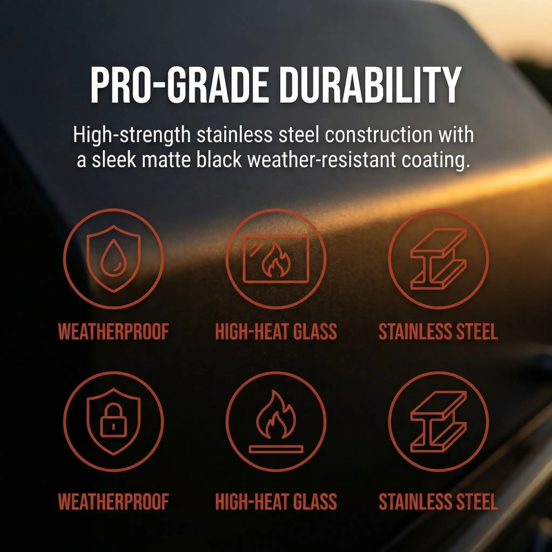 Black 6-Burner 85000 BTU Deluxe Stainless Steel Propane Gas Outdoor Kitchen Barbecue Island Grill with Marble by HouseOfZazla