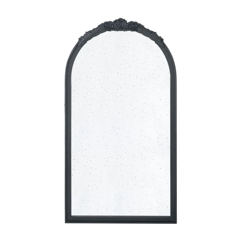 Hand Carved Rose Antique Mirror Frame, Wood Arch Mirror Wall Decor For Living Room by Unique Piece Furniture