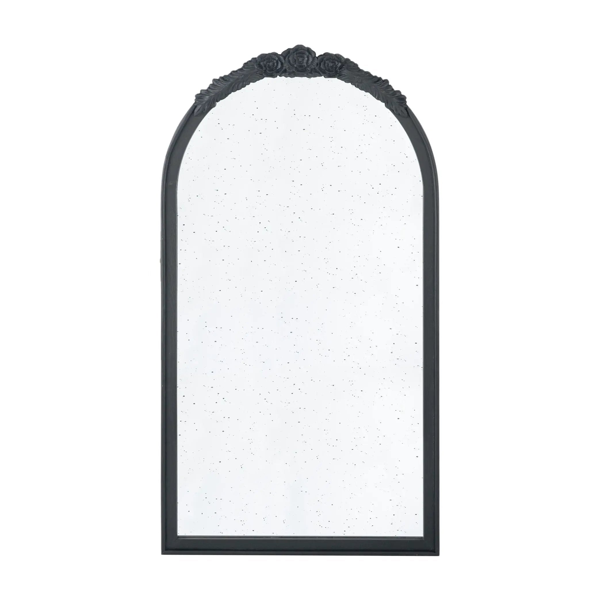 Hand Carved Rose Antique Mirror Frame, Wood Arch Mirror Wall Decor For Living Room by Unique Piece Furniture