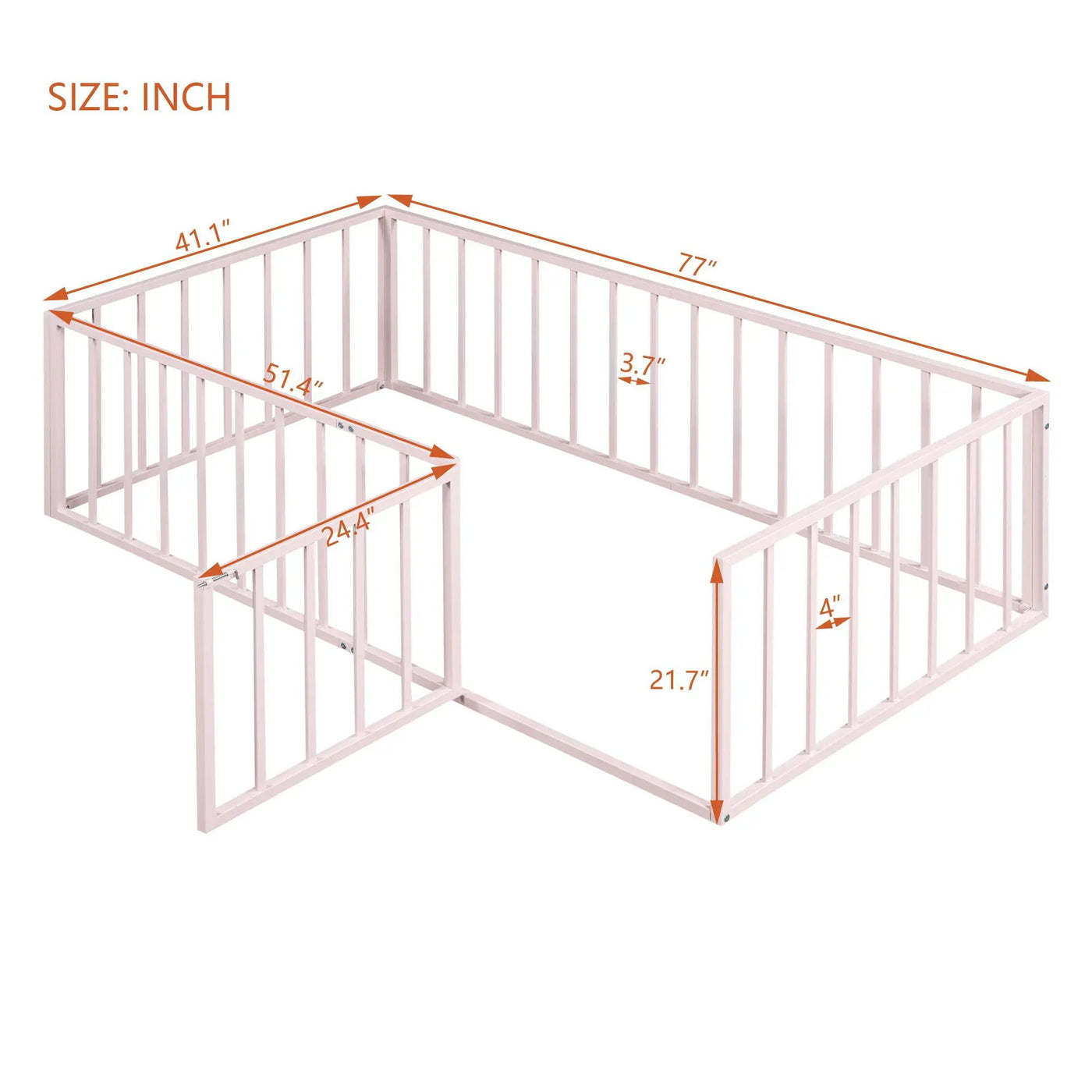 Metal Floor Bed Frame With Fence And Door by Unique Piece Furniture