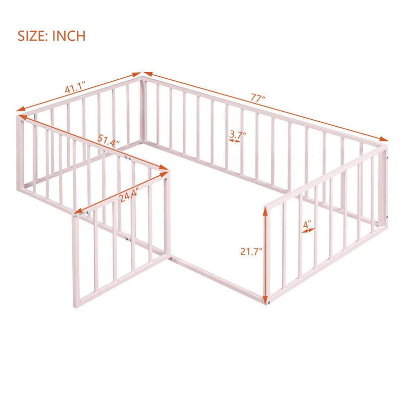 Metal Floor Bed Frame With Fence And Door by Unique Piece Furniture