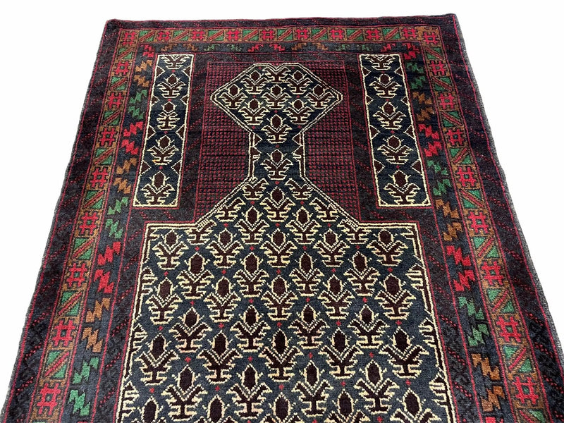 3x5 New Vintage Handmade Wool Rug Tribal Balouch Turkoman Prayer Rug Veggie Dyes by Jewel Rugs