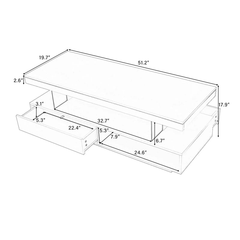 LED Coffee Table With 2 Drawers And Display Shelves by Unique Piece Furniture