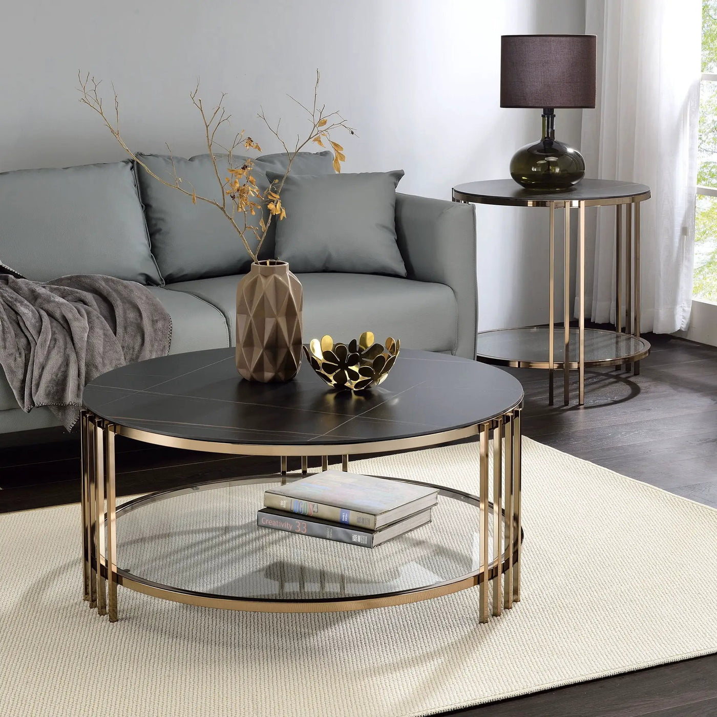 Abisha - Sintered Stone Top Round Table by Unique Piece Furniture
