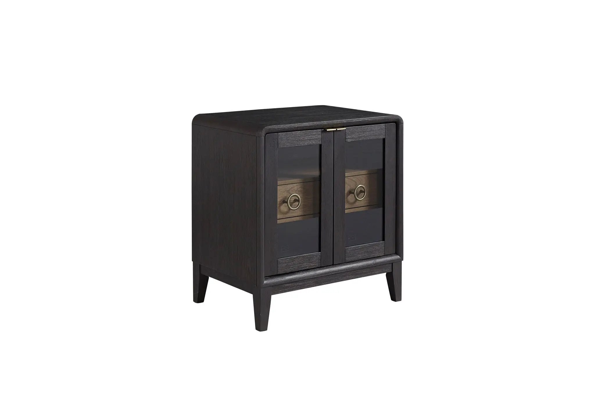 Glass Door Nightstand - Black by Unique Piece Furniture