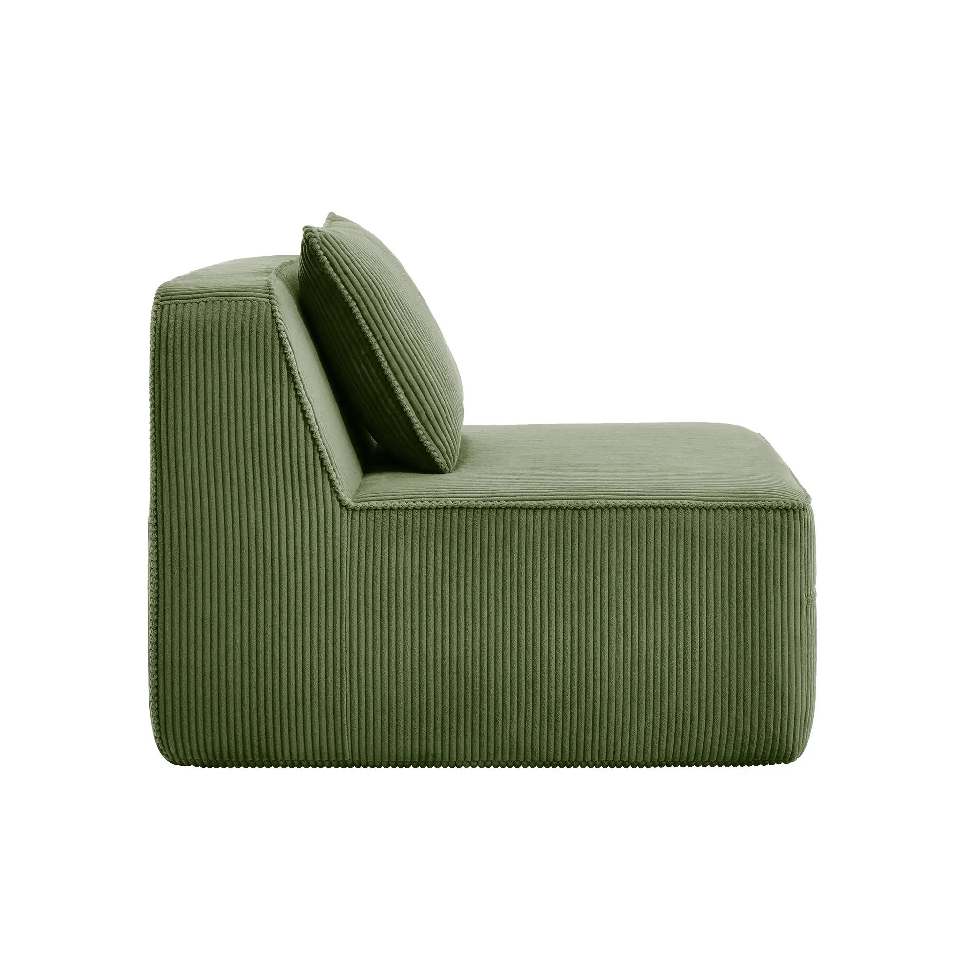 Armless Sofa with Pillow - Green Corduroy by HouseOfZazla