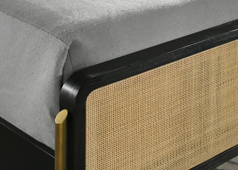 Arini Rattan Queen Panel Bed Black and Natural by Unique Piece Furniture