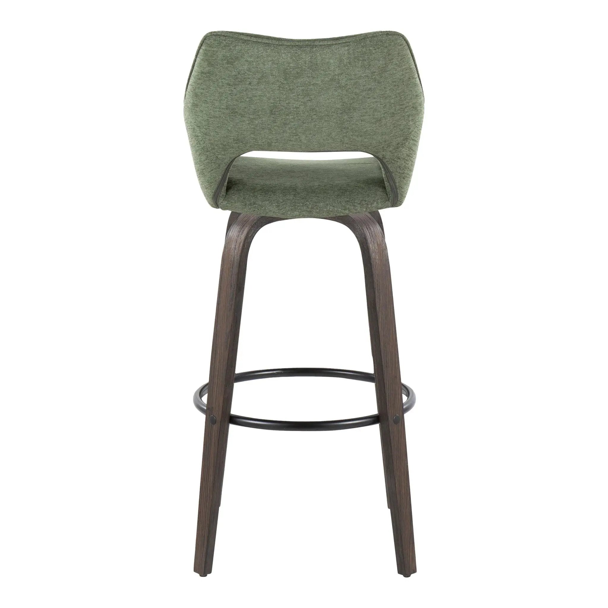 Mustang - Contemporary Fixed Height Barstool With Swivel With Round Footrest (Set of 2) by HouseOfZazla
