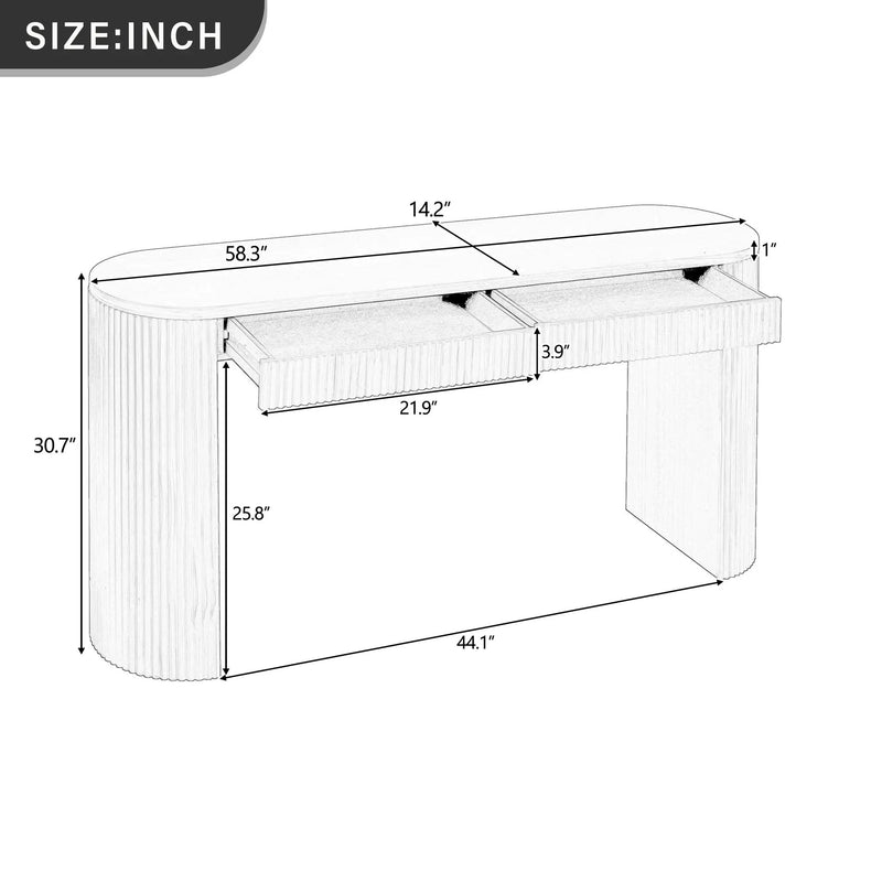 U_STYLE 58.3" Entryway Table with Large Top and Dual Drawers by HouseOfZazla