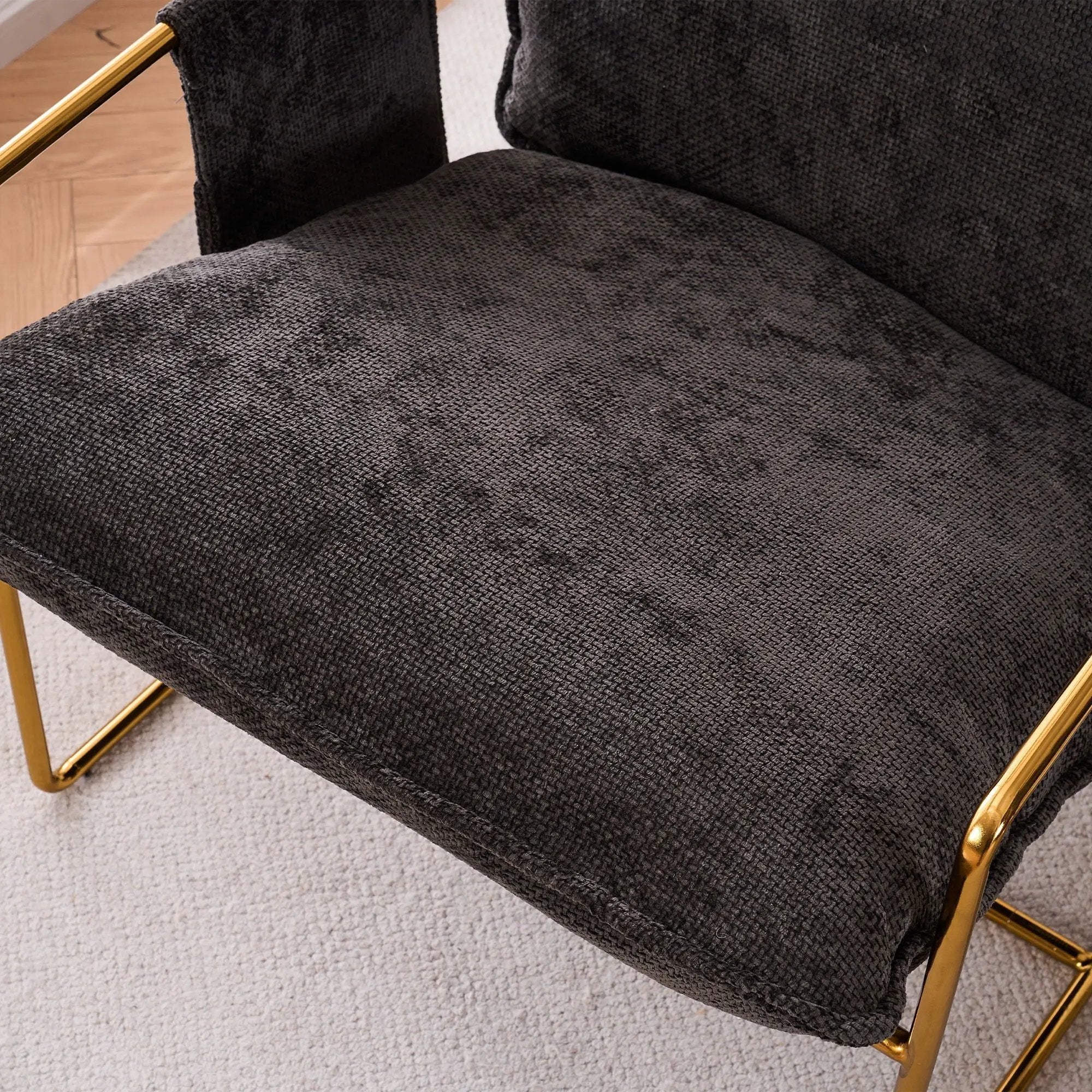 Upholstered Hanging Armchair With Arm Pocketsmetal Frame (Set of 2), Plated Craftsmanship, Crushed Foam Cushions And Skin-Friendly Woven Fabric For Living Room And Bedroom by HouseOfZazla