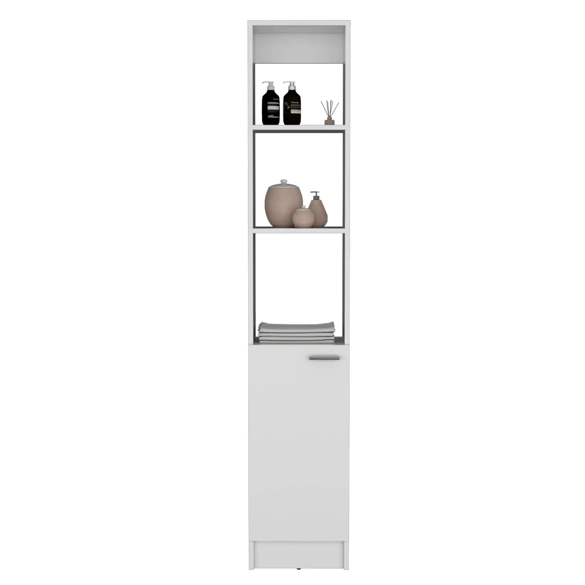 Linen Cabinet, 1 Door, 6 Shelves - White by HouseOfZazla