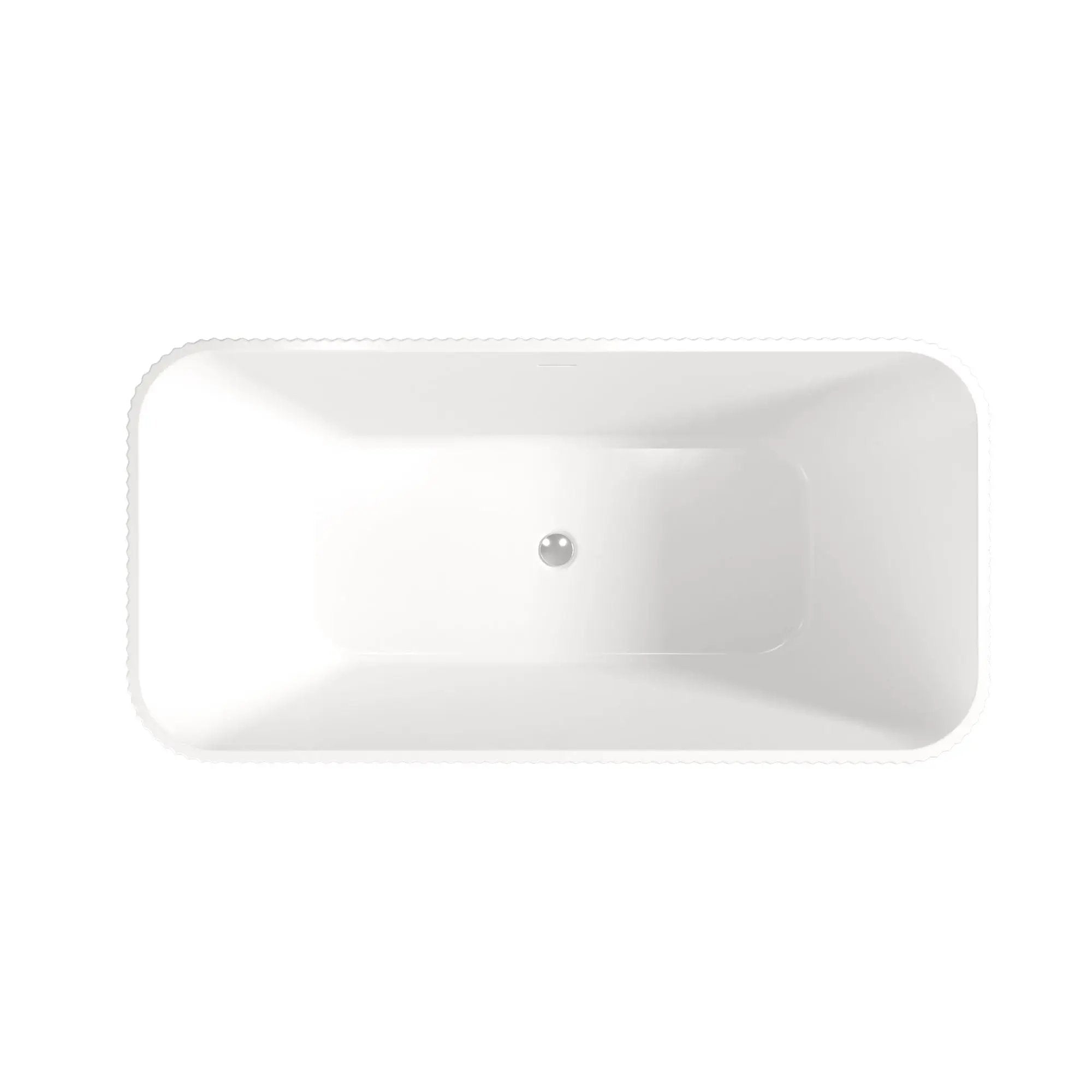 Rectangle Linear Freestanding Soaker Tub With Pop Up Drain, Double Wall Insulated Construction - Gloss White by HouseOfZazla