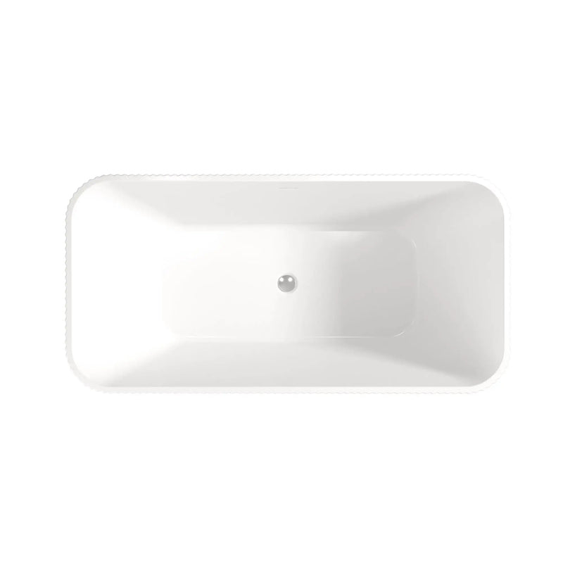 Rectangle Linear Freestanding Soaker Tub With Pop Up Drain, Double Wall Insulated Construction - Gloss White by HouseOfZazla