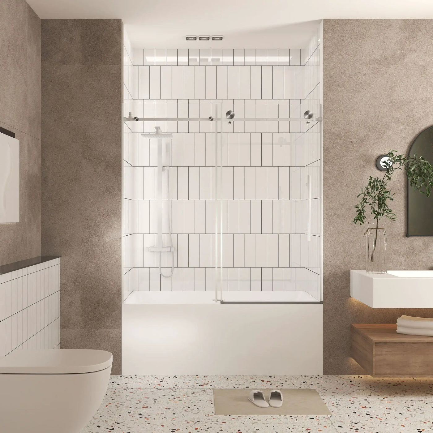 Frameless Shower Door, Smooth Sliding Tracks by HouseOfZazla