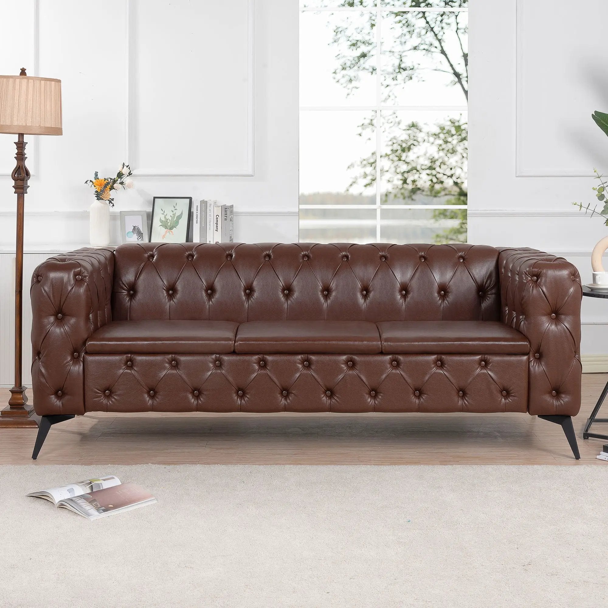 Square Arm Removable Cushion 3 Seater Sofa by Unique Piece Furniture