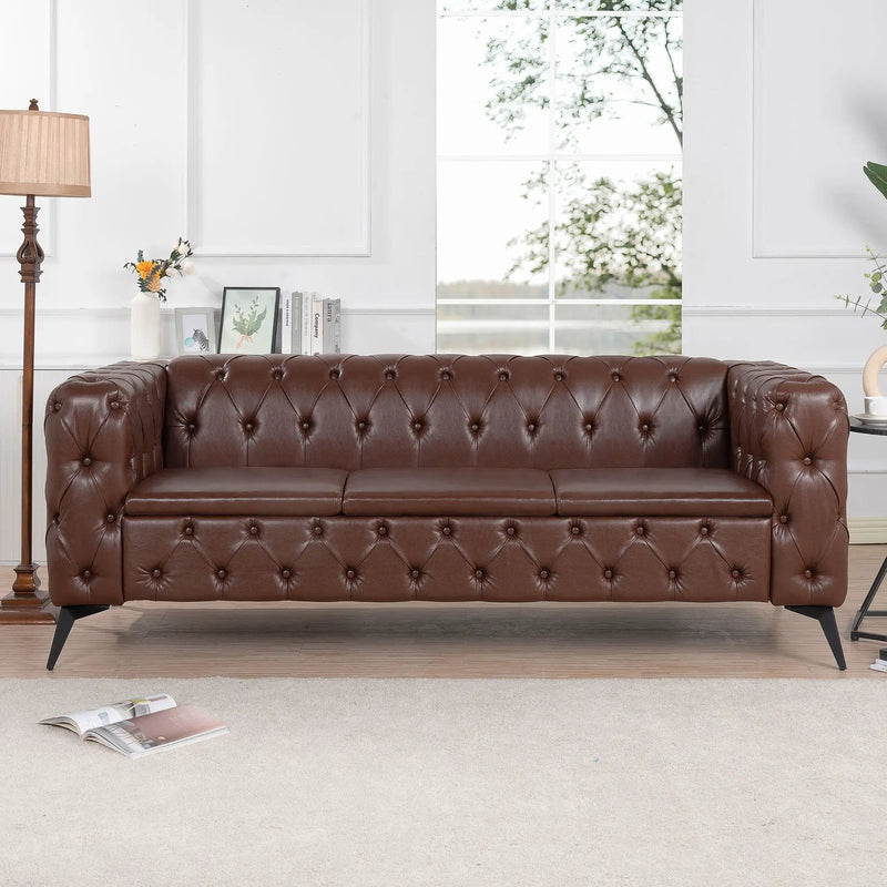 Square Arm Removable Cushion 3 Seater Sofa by Unique Piece Furniture
