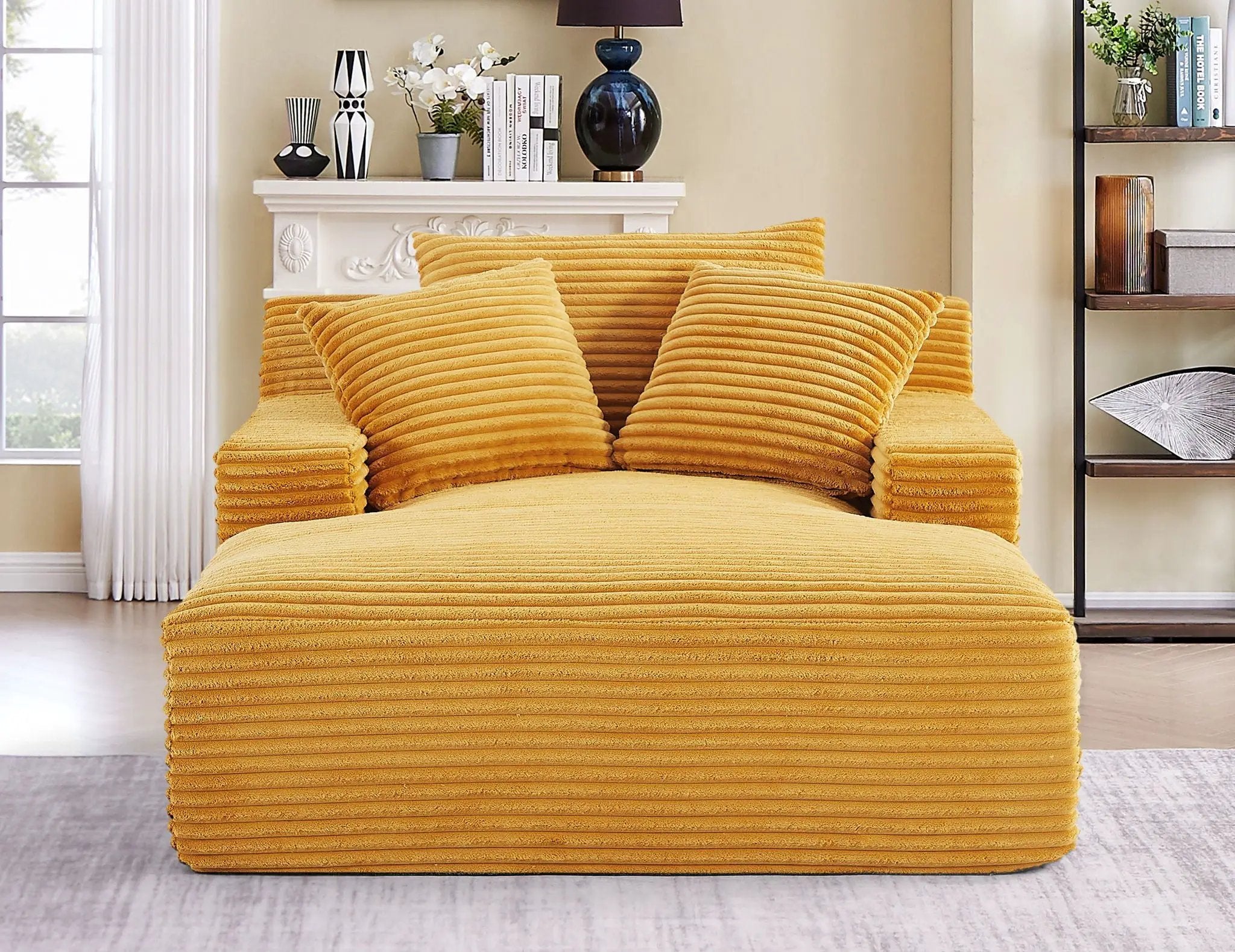 Cloudline - Oversized Chaise Lounge, Modern Comfy Couch With Full Foam Cushioning, Cozy Sleeper Sofabed by Unique Piece Furniture