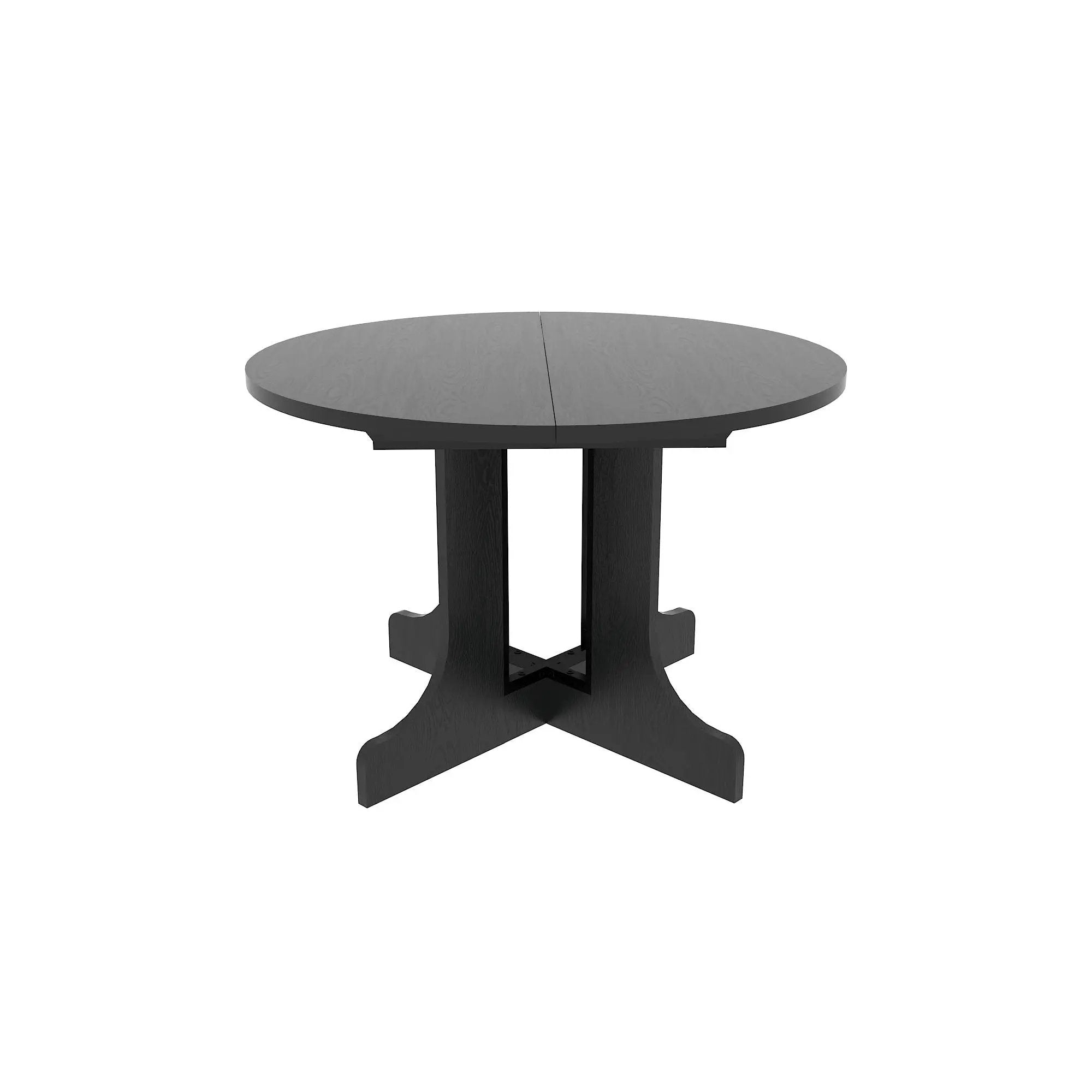 Dining Table For Farmhouse Kitchen Expandable Oval Table Top With Removable Leaf Trestle X Shaped Base - Black by HouseOfZazla