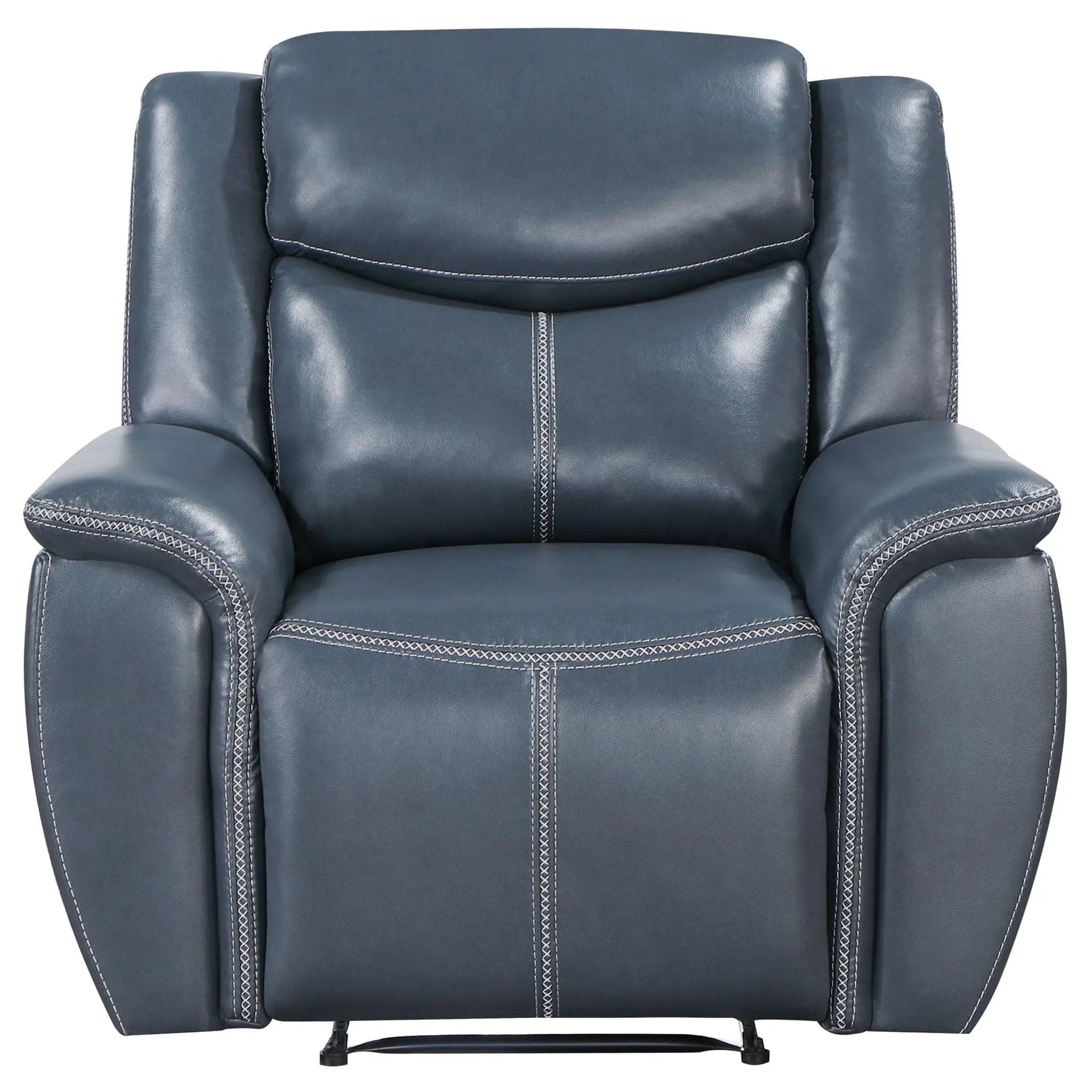 Brier - Upholstered Padded Arm Recliner Chair With Manual Recline And Pillowtop Arms - Blue by Unique Piece Furniture