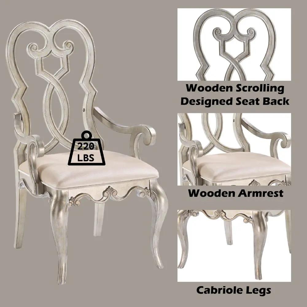 Esteban - Arm Chair (Set of 2) - Ivory Velvet & Antique Champagne by Unique Piece Furniture