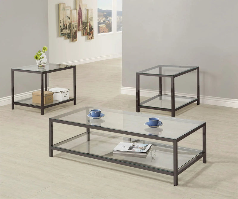 Trini 3-piece Coffee and End Table Set Black Nickel by Unique Piece Furniture