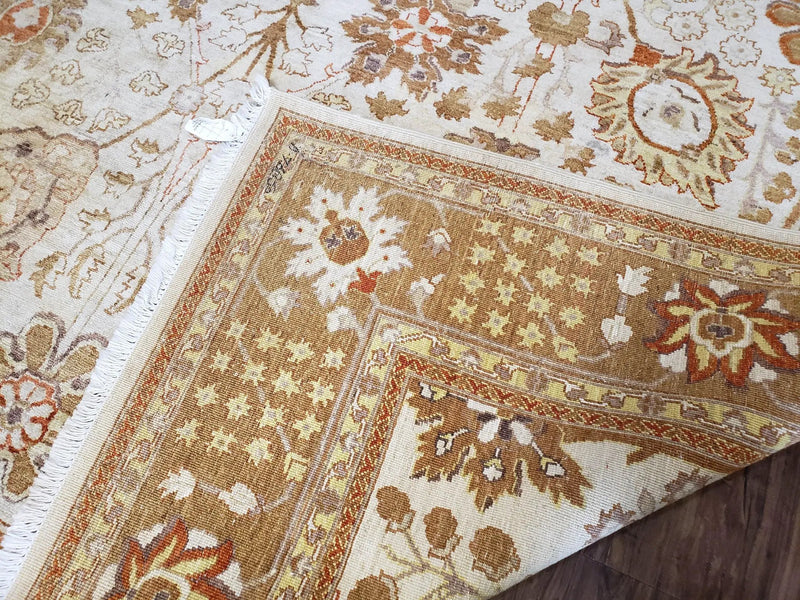 8x10 Oushak Rug, Pakistani Peshawar Wool Carpet, Beige Tan by Jewel Rugs