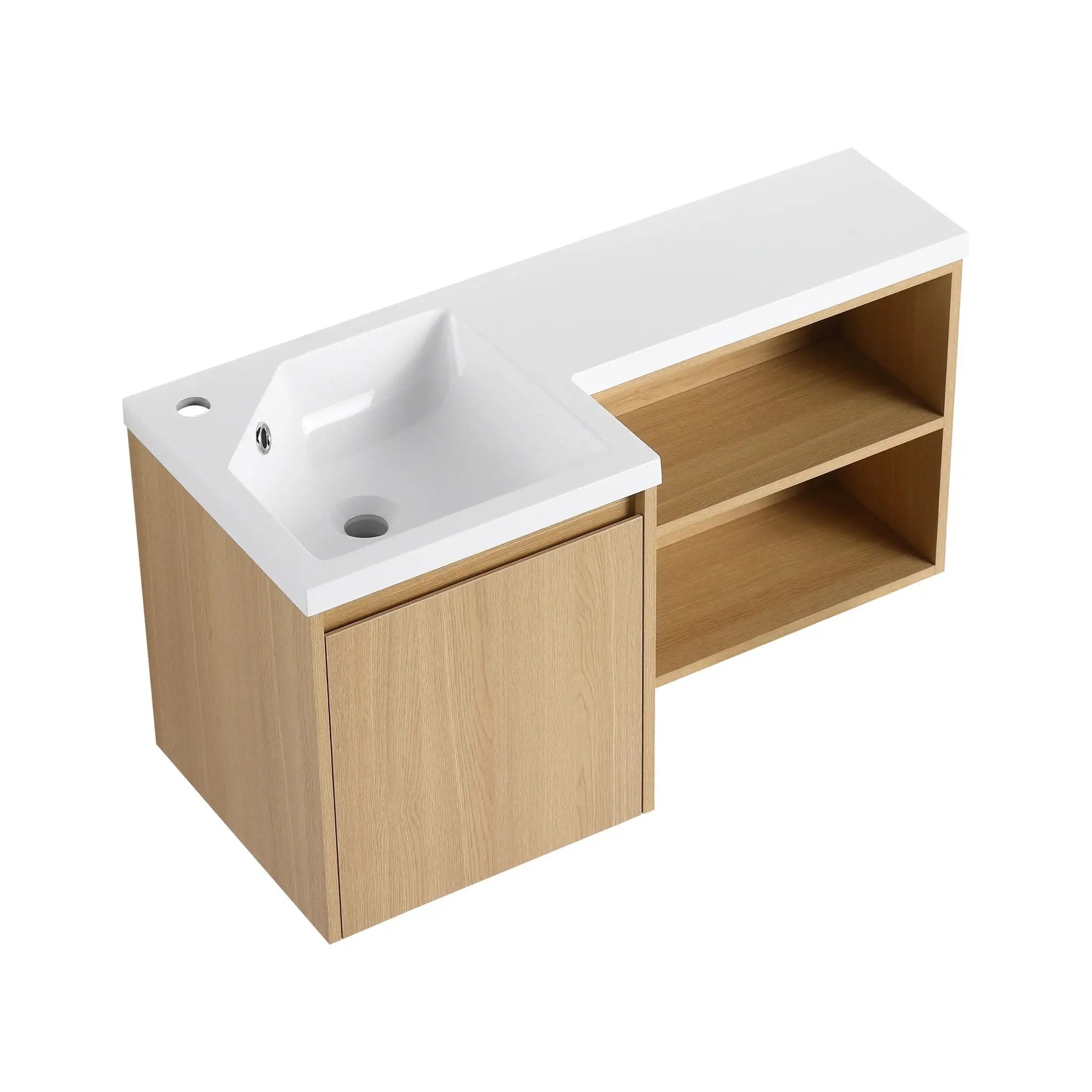 L-Shaped Wall Mounte Floating Bathroom Vanity With Integrated Sink by Unique Piece Furniture