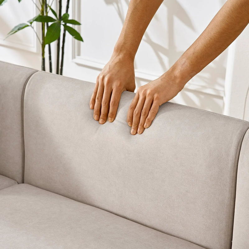 L-Shaped Modular Sectional Sofa With Ottoman, Living Room Furniture Set - Beige by HouseOfZazla