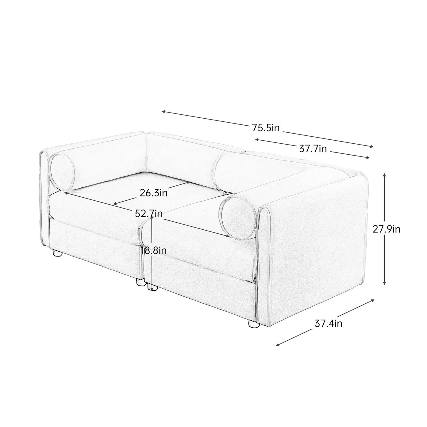 Stylish Sofa With Storage Seat And Cylindrical Backrest by Unique Piece Furniture