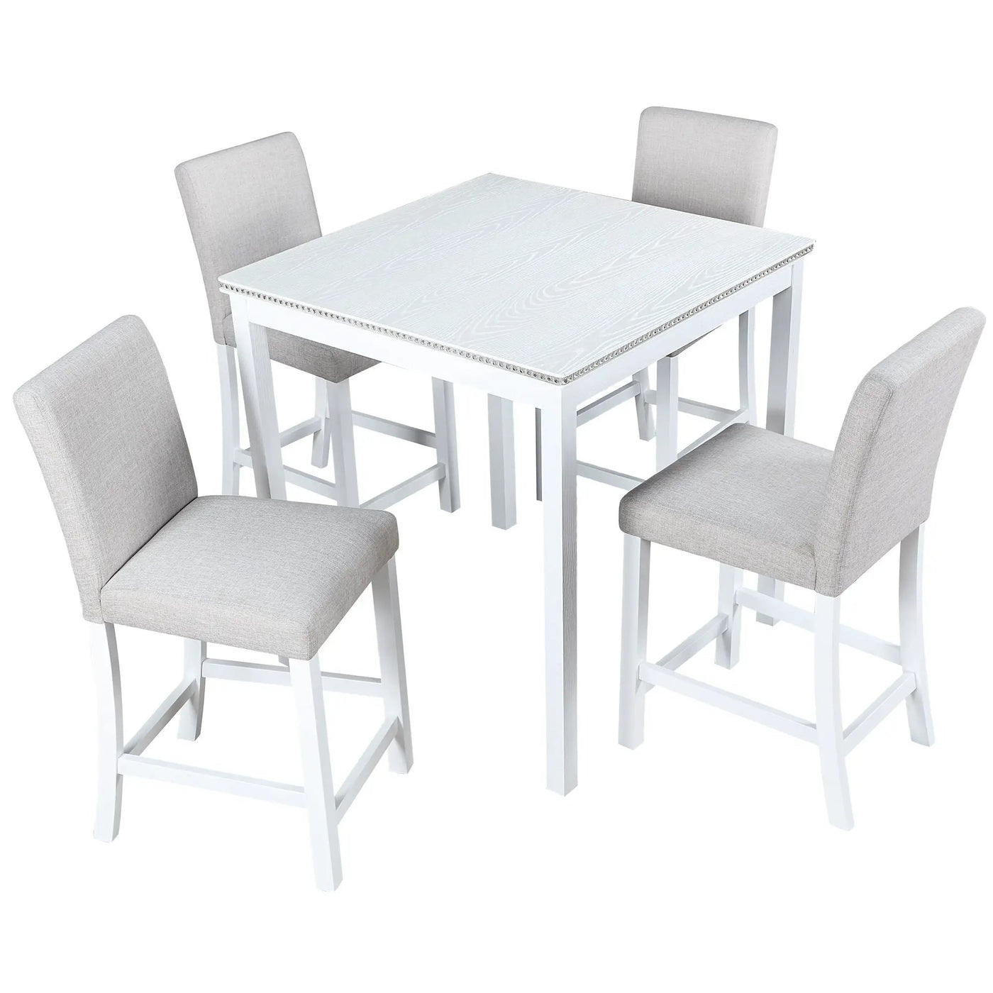 5 Piece Counter Height Table Set, Square Table And 4 Upholstered Chairs by Unique Piece Furniture