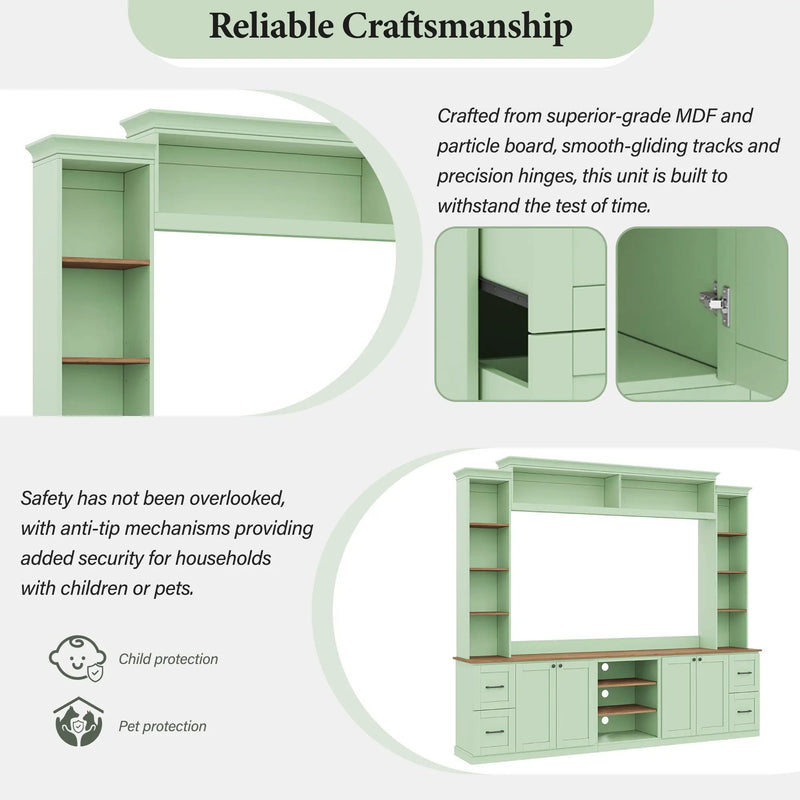 4-in-1 Entertainment Center Wall Unit with Bookshelf for TVs Up to 70" by HouseOfZazla