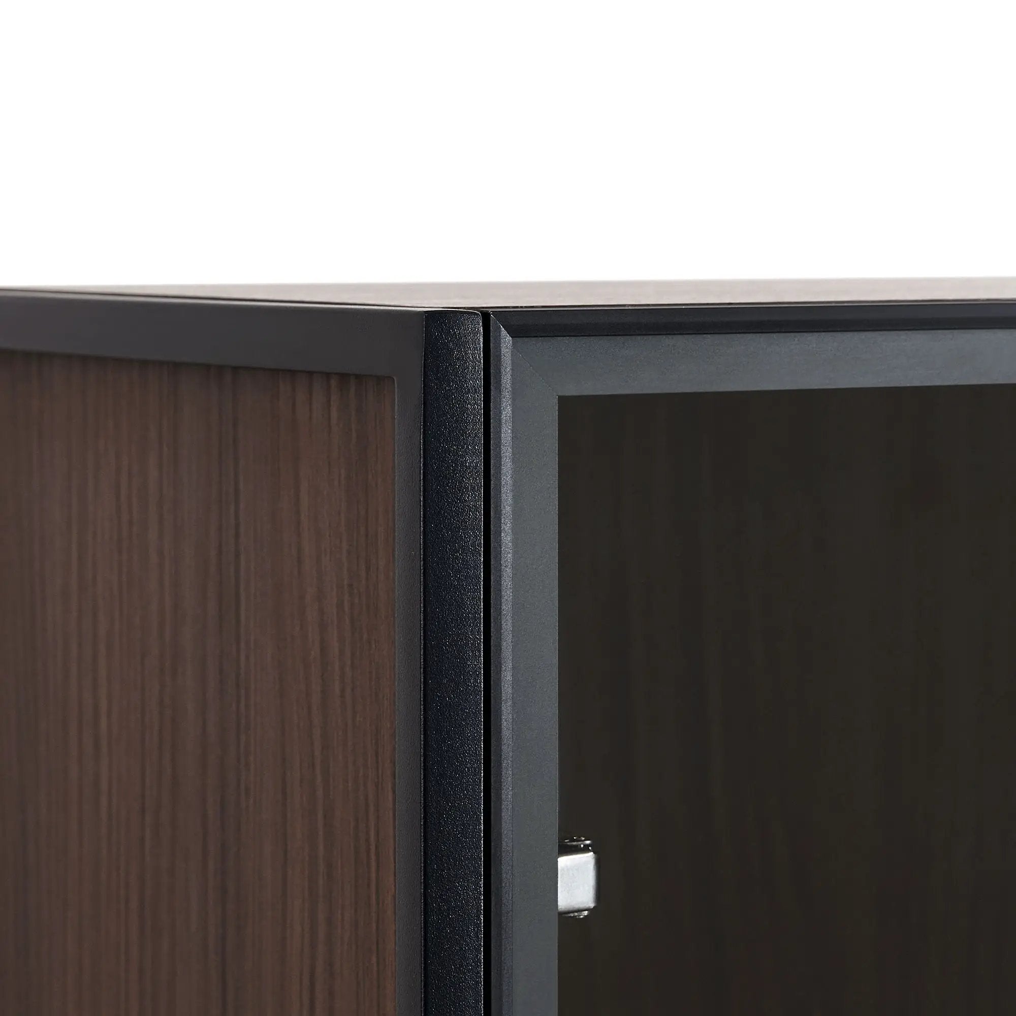 Modern Minimalist Tall Lighted Display Cabinet With Tempered Glass Door - Black / Dark Walnut by HouseOfZazla