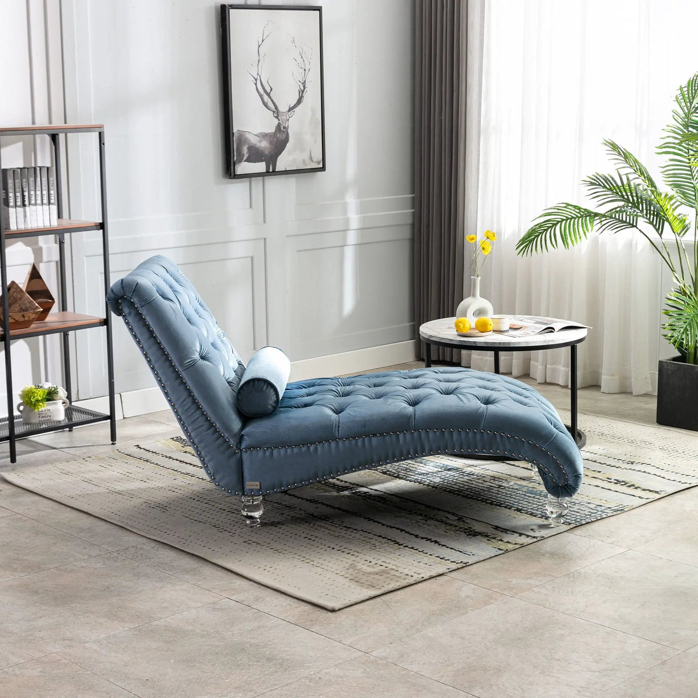 Chaise Lounge Indoor, Button Tufted Upholstered Chaise Lounge Chair With Pillow by Unique Piece Furniture
