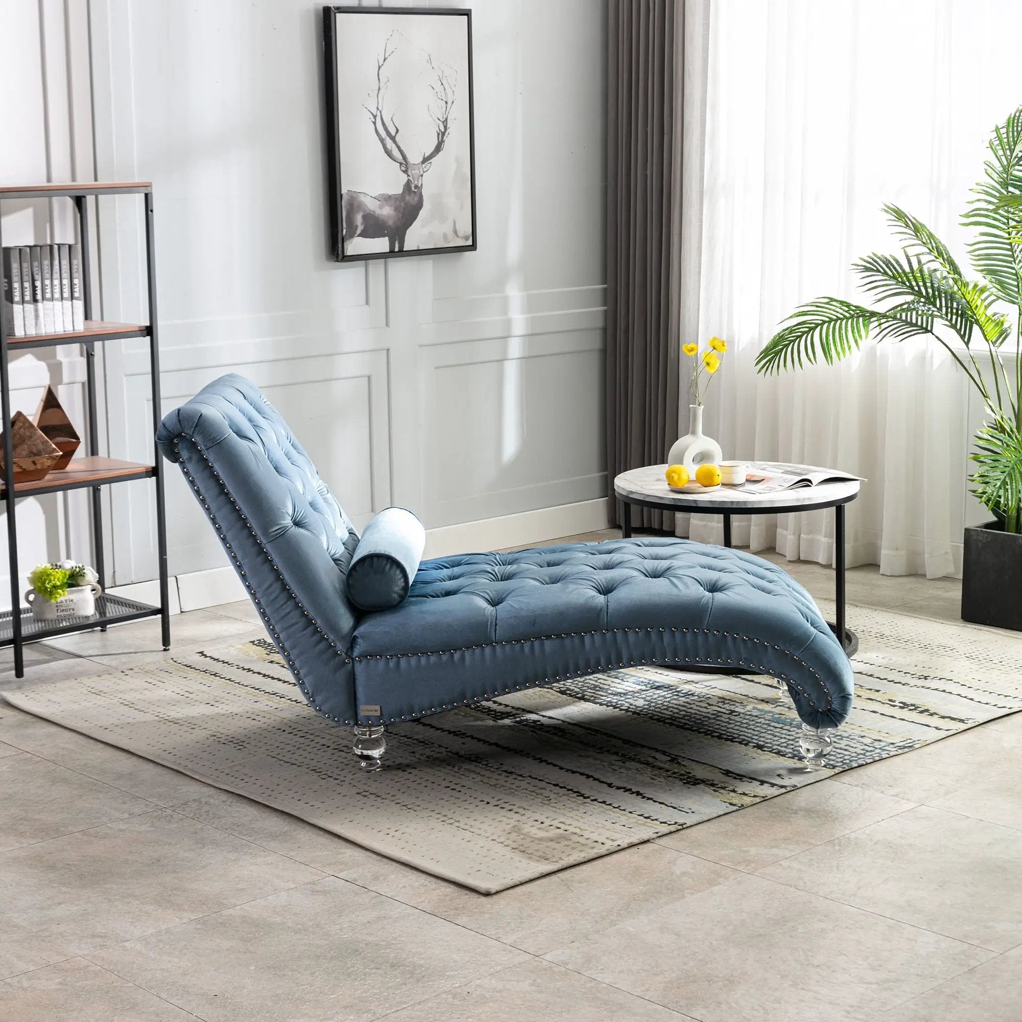 Chaise Lounge Indoor, Button Tufted Upholstered Chaise Lounge Chair With Pillow by Unique Piece Furniture