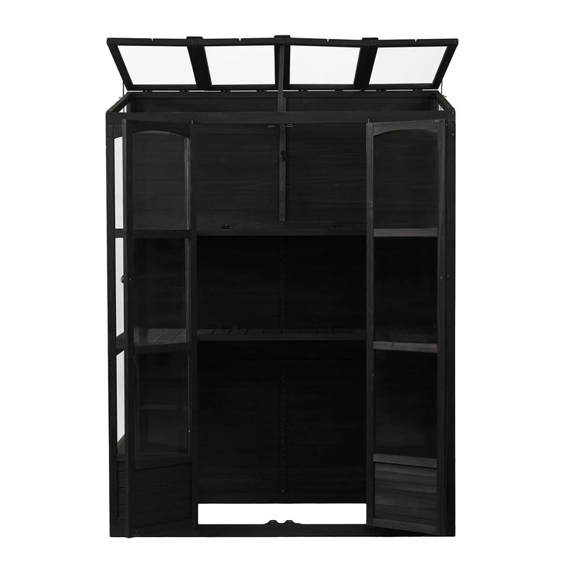 TOPMAX 78-inch Wooden Greenhouse Cold Frame with 4 Independent Skylights and 2 Folding Middle Shelves by HouseOfZazla