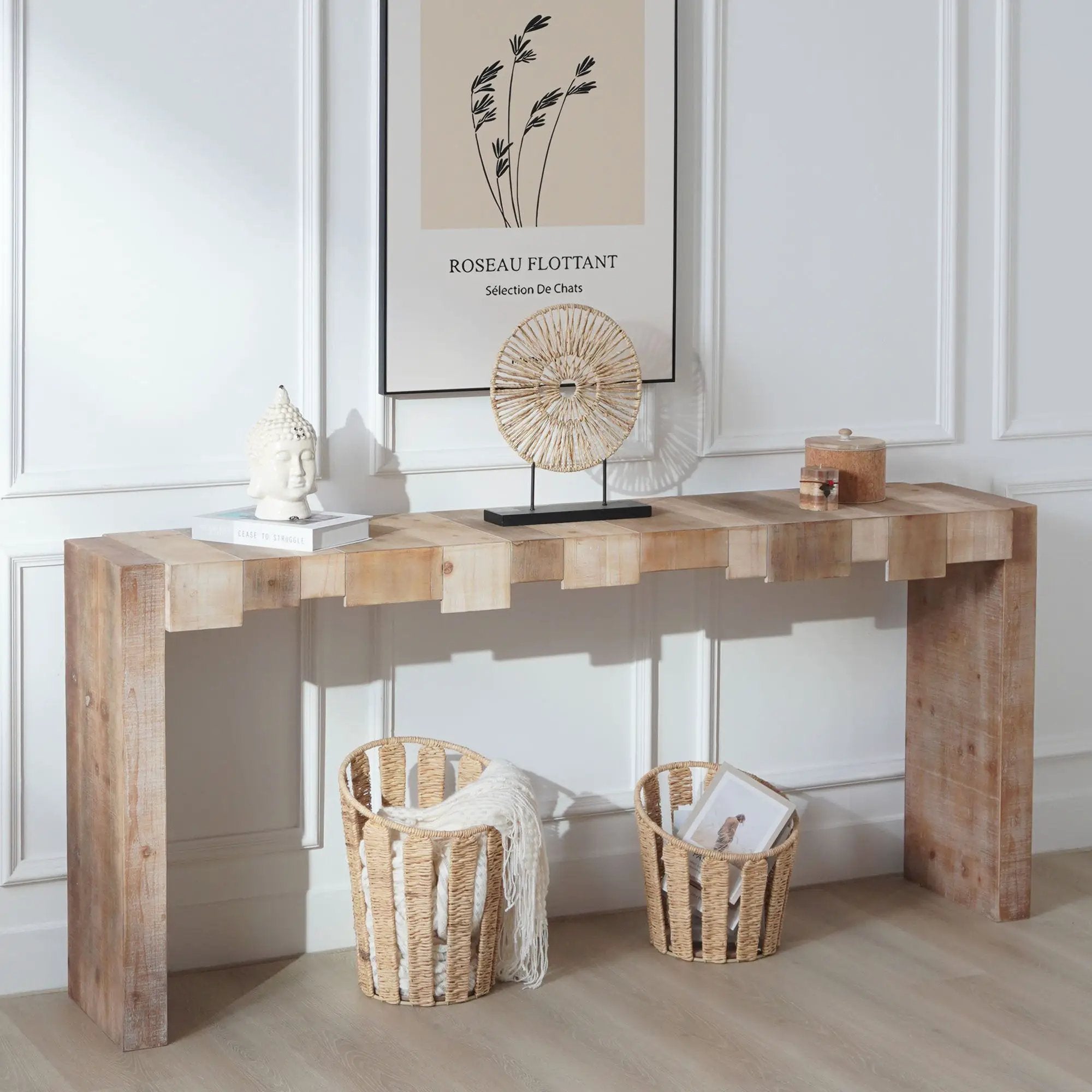Modern Rustic Table With Sculpted Block Design by Unique Piece Furniture