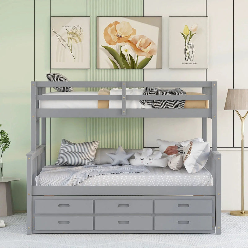 Bunk Bed With Twin Size Trundle And Drawers by Unique Piece Furniture