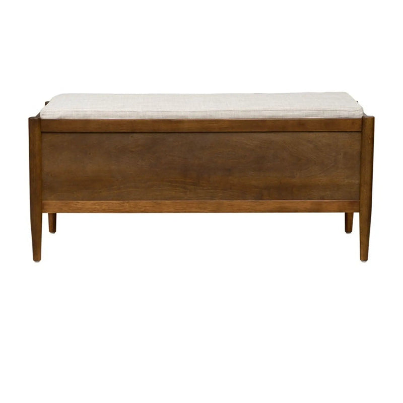 Accent Bench With Storage, Upholstered Cushion - Walnut Brown by Unique Piece Furniture