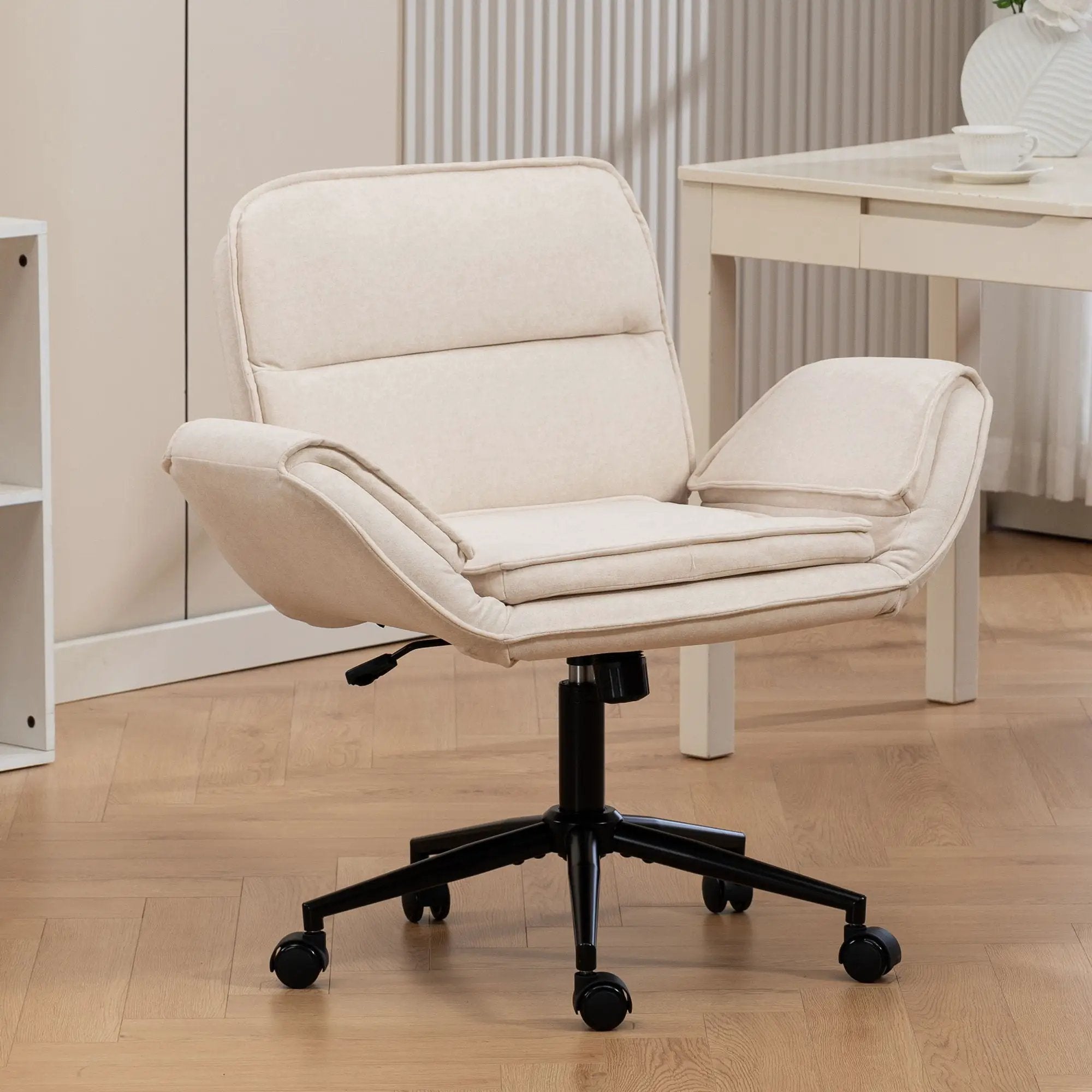 Criss Cross Swivel Desk Chair With Adjustable Armrests & Wheels For Home Office by HouseOfZazla