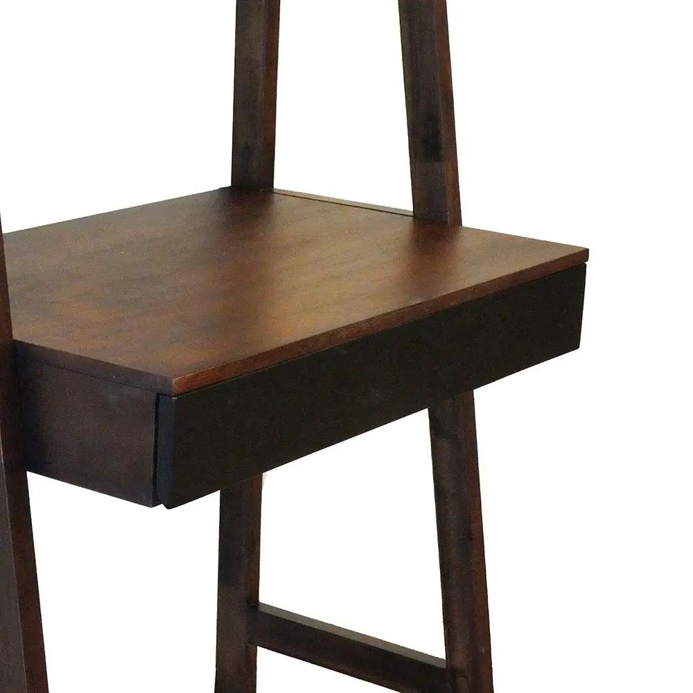 Ladder Desk, Ladder Style Display Shelf - Natural Wood / Brown by Unique Piece Furniture