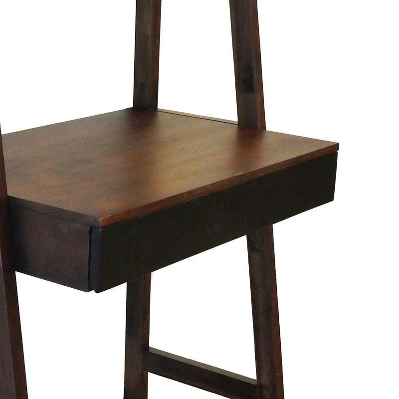Ladder Desk, Ladder Style Display Shelf - Natural Wood / Brown by Unique Piece Furniture