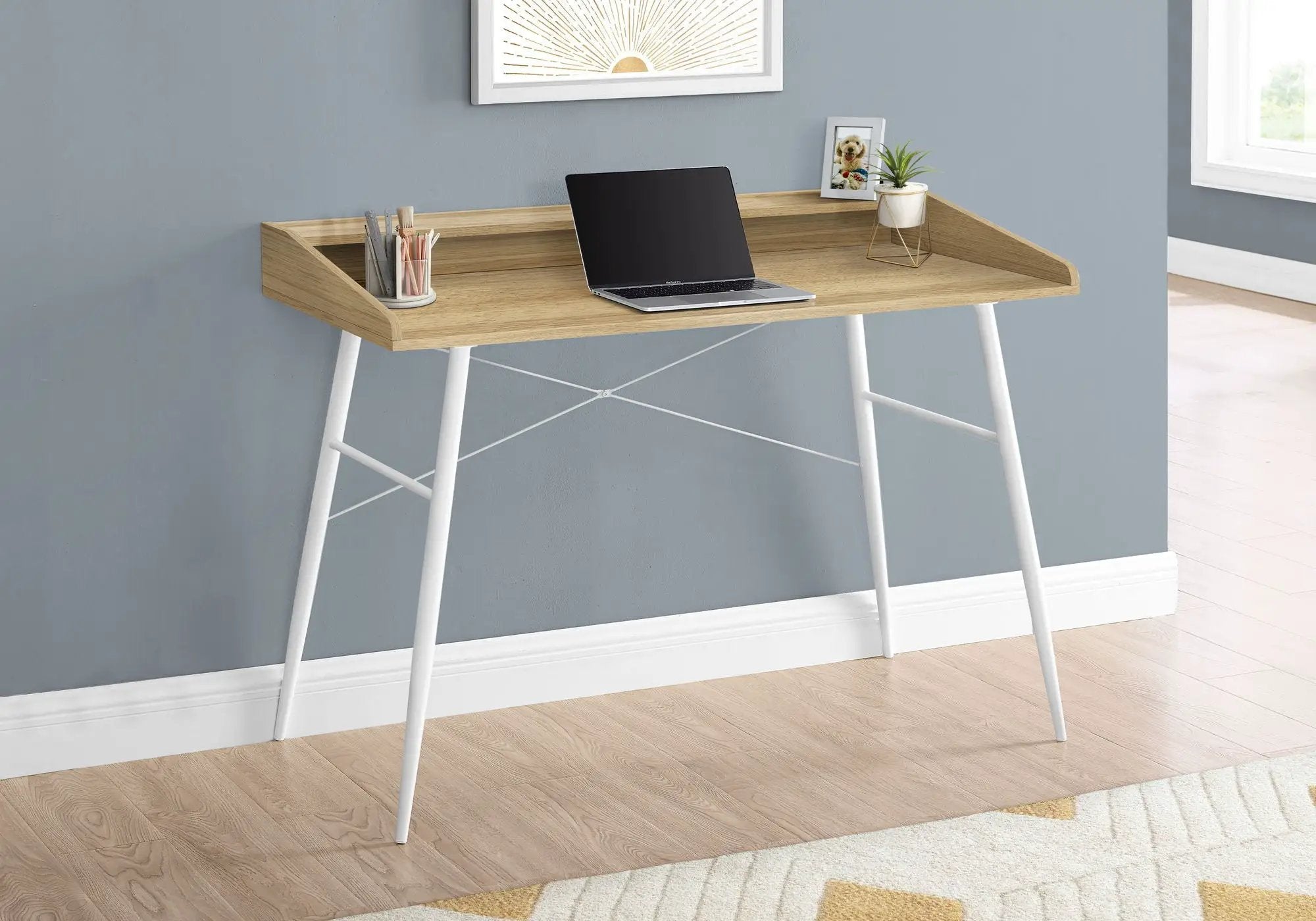 Computer Desk For Home Office, Laptop, Storage Shelves, Contemporary Versatile Placement - Natural by Unique Piece Furniture