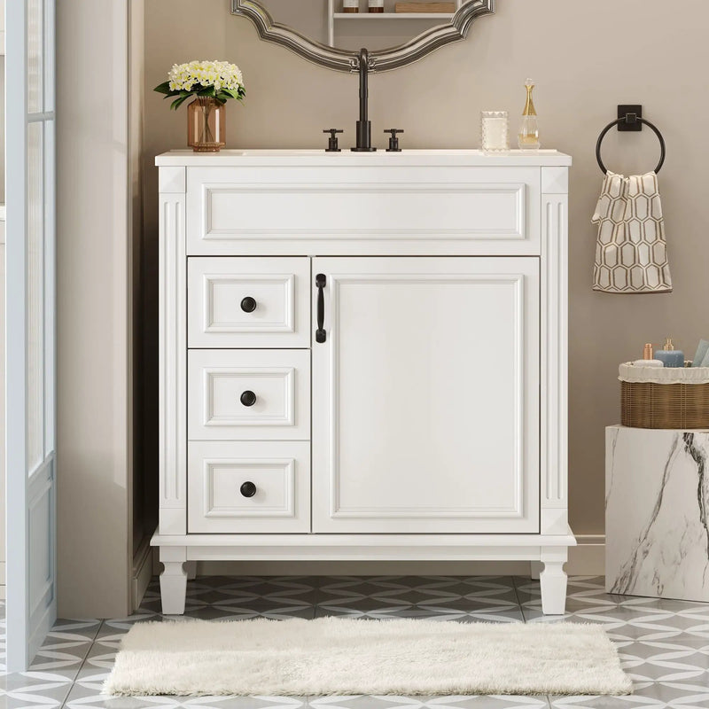 Bathroom Vanity With Sink, Cabinet With 2 Drawers And Adjustable Shelf by Unique Piece Furniture