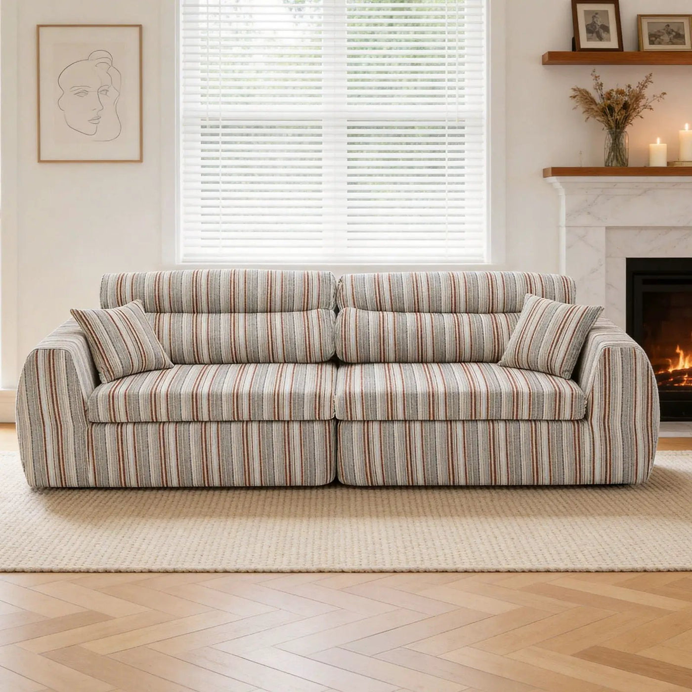 3 Seater, Couch With Throw Pillows For Living Room by HouseOfZazla