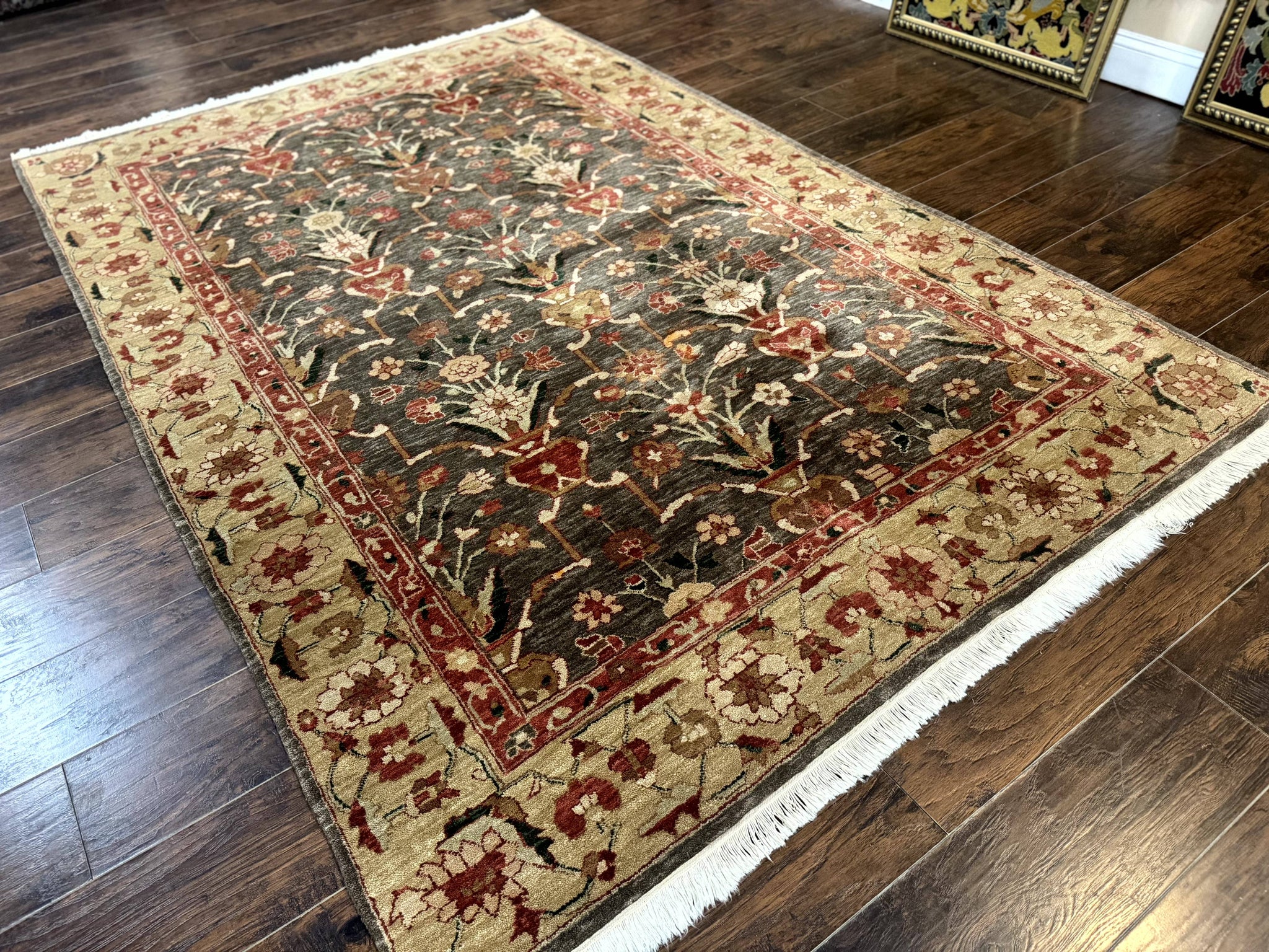 Pak Persian Mahal Rug 6x9, Floral Handmade Wool Traditional Oriental Carpet by Jewel Rugs