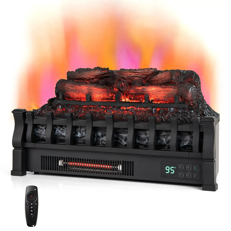 23 Inch Infrared Quartz Electric Fireplace Pinewood Log Heater with Adjustable Flame-Black by DirectDeals