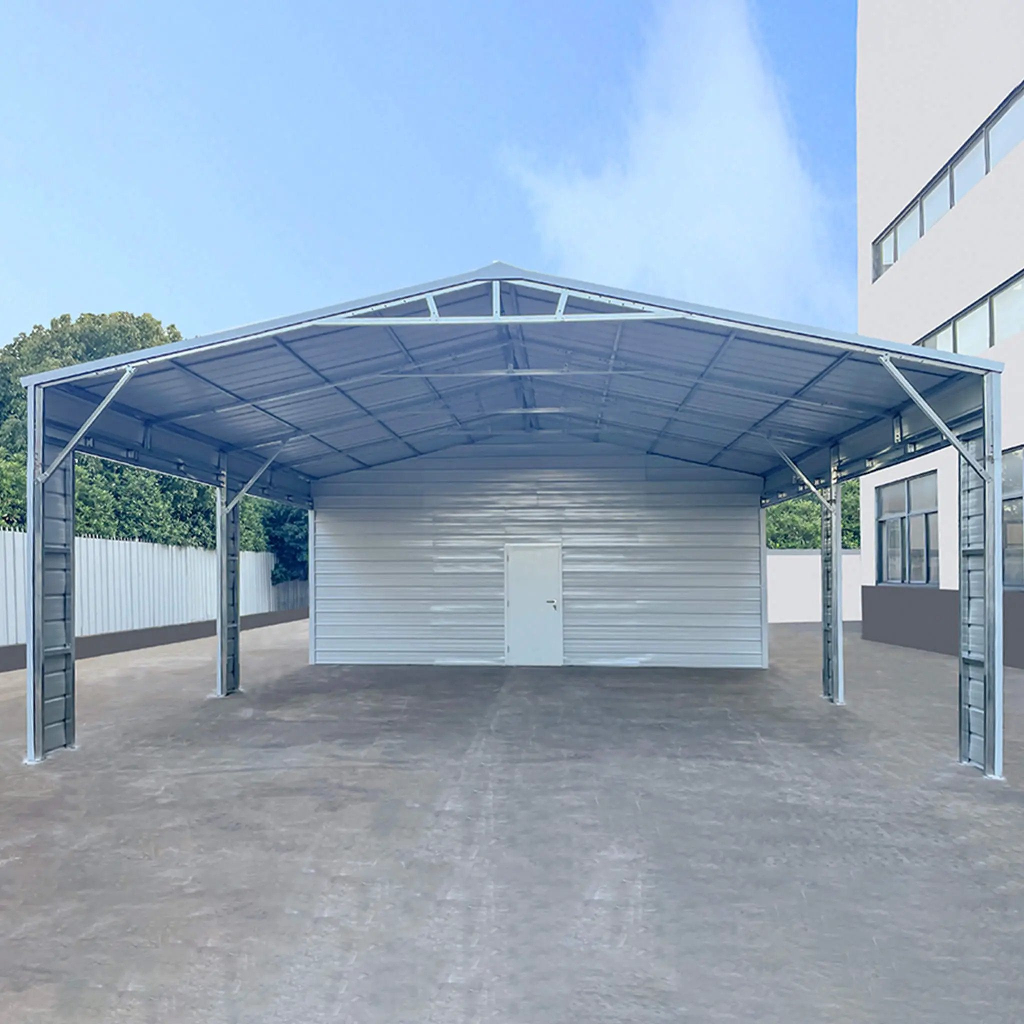 [23X46FT] Heavy-Duty Steel Garage Storage Shed With Reinforced Roof And 2 Doors (SAK29384) by SAKSBY WHOLESALE