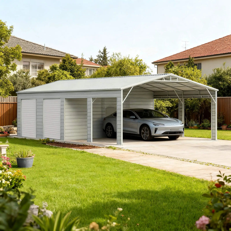 [23X46FT] Heavy-Duty Steel Garage Storage Shed With Reinforced Roof And 2 Doors (SAK29384) by SAKSBY WHOLESALE